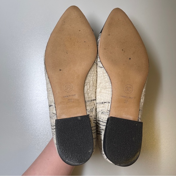 Chanel Chain Link Heel tweed CC Ballerinas flat black white size 39women - Picture 9 of 12